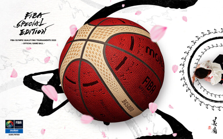 FIBA「男子オリンピック決勝最終予選公式試合球」ボールデザイン用筆文字提供